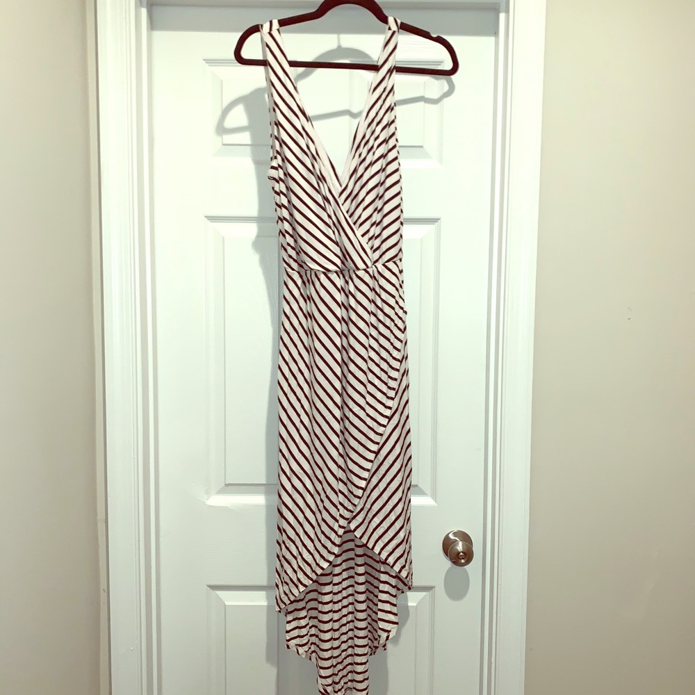Bebe High/Low Deep-V Midi Dress